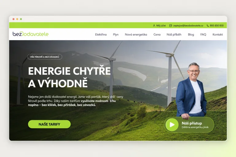 Náhľad webu bezDodavatele — náš klientsky projekt pre dodávateľa elektriny a plynu